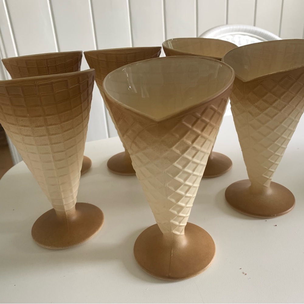 Bormioli Rocco Glass Waffle Gelato Ice Cream Dessert Dishes Cups - Set of 6 - Picture 1 of 3